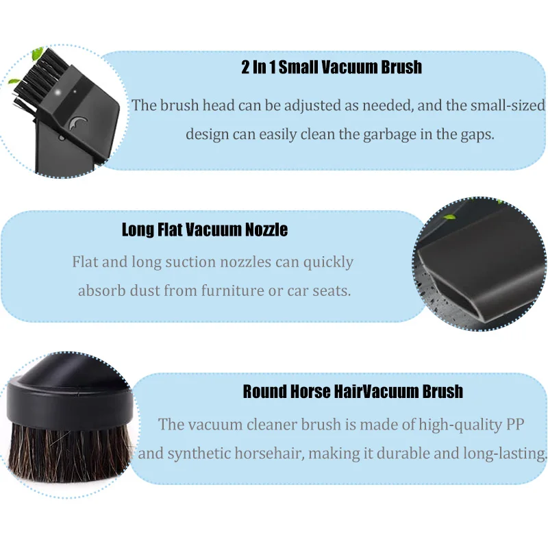 Suitable for replacing the brush head of a 6-in-1 vacuum cleaner with a diameter of 32mm/35mm Accessories Brush Crevice Tool