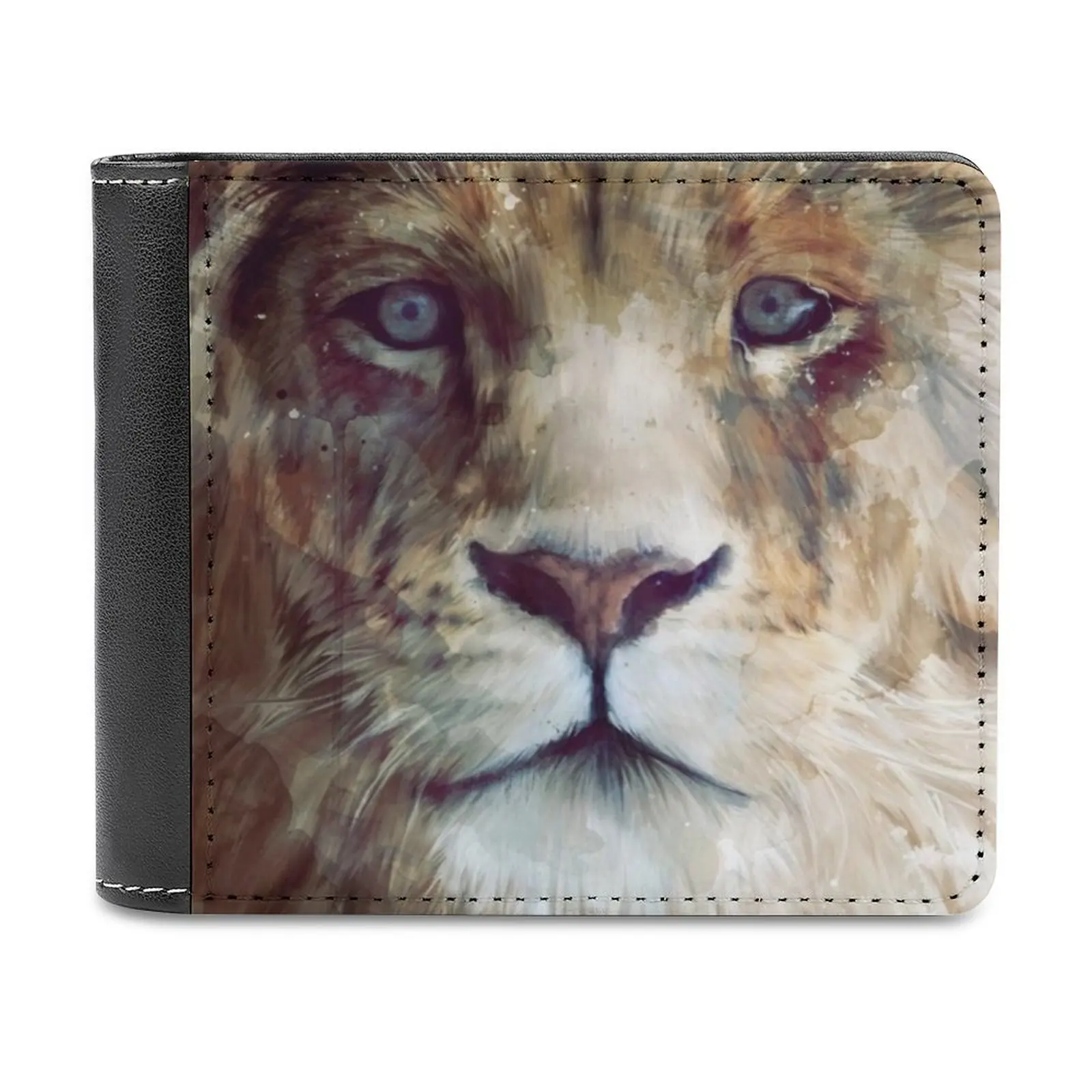 

Модный кошелек для кредитных карт с изображением льва, кожаные кошельки, персонализированные кошельки для мужчин и женщин, львы, львы, животные, животные, вода