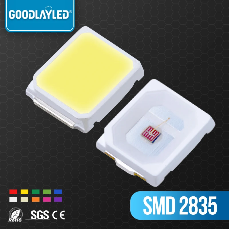 4000pcs 2835 SMD LED 0.2W 0.5W Epistar Sanan Chips RED BLUE GREEN YELLOW Warm White 50-60Lm Led Grow Lights Ra90 60mA 120