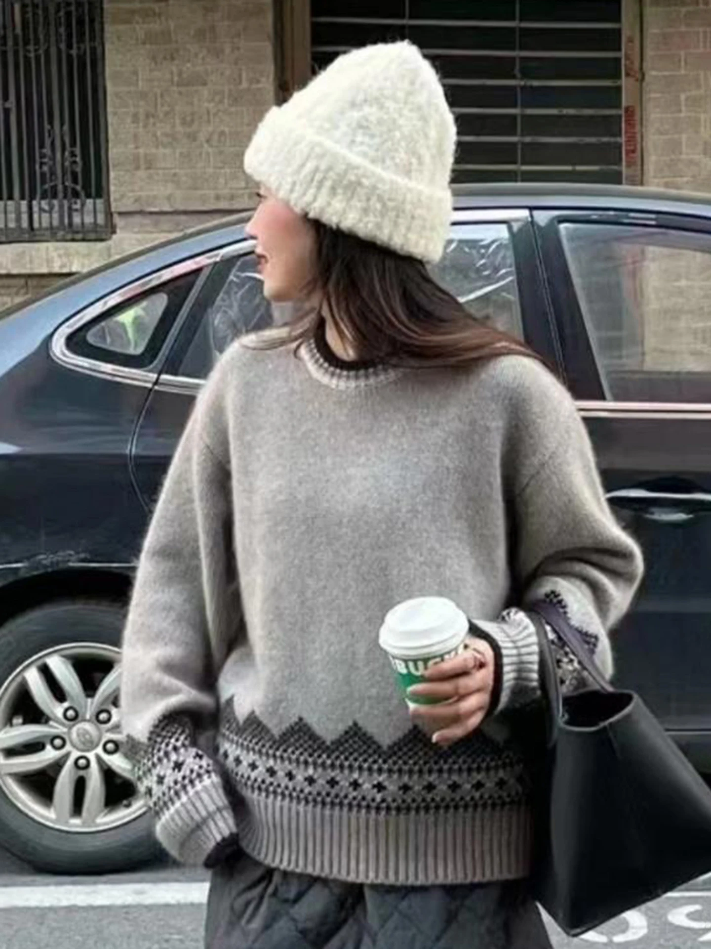 

Пуловер из 100% мериносовой шерсти, женский роскошный жаккардовый цветной вязаный свитер с круглым вырезом, плотная осенне-зимняя одежда, приятный для кожи теплый топ