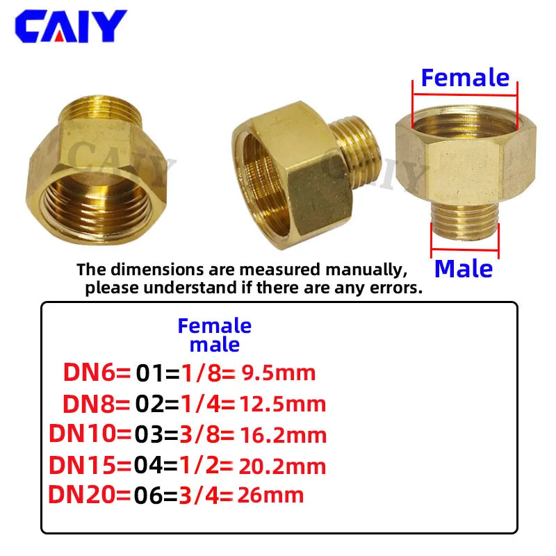 Latón 1/8 "1/4" 3/8 "1/2" M14 M20 macho a hembra roscado casquillo Hexagonal reductor accesorio de tubería conector de Gas adaptador acoplador