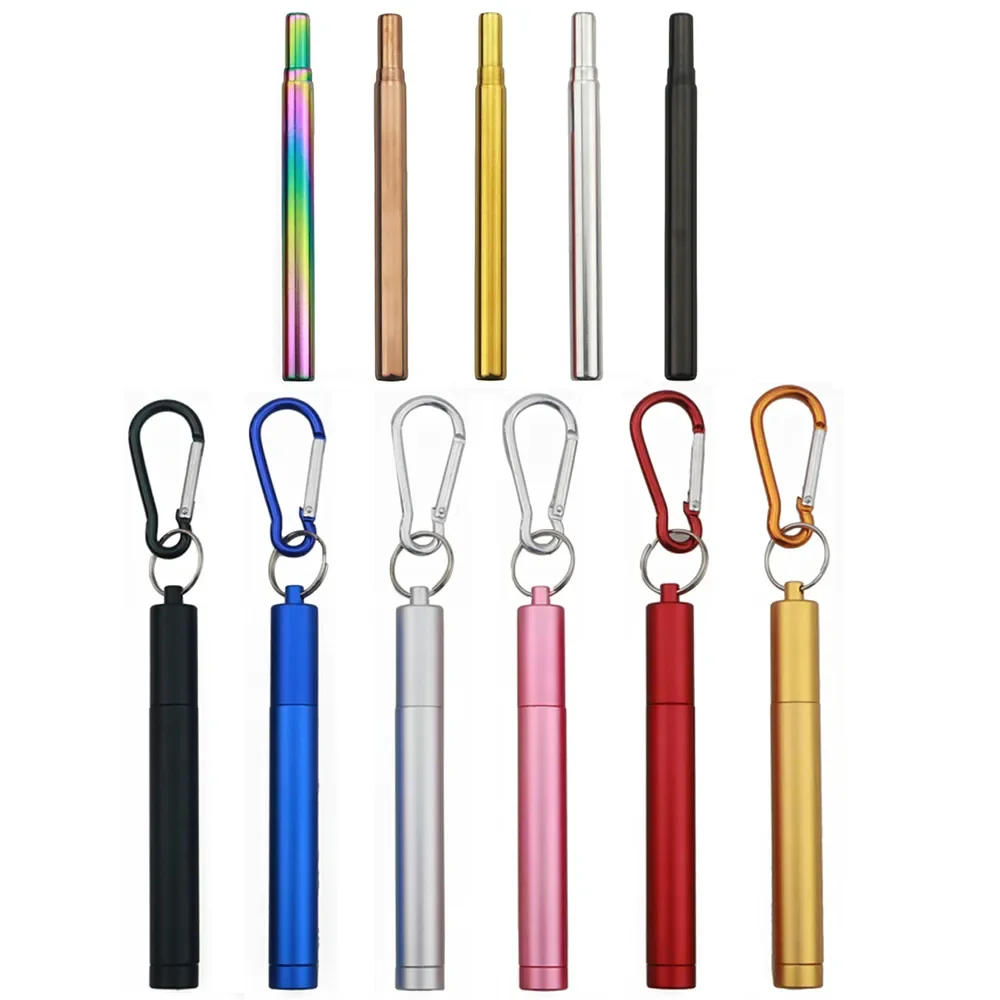 

Eco-friendly Reusable 304 Stainless Steel Metal Straw Telescopic Straw with Clean Brush Collapsible Portable Drinking Carry Set