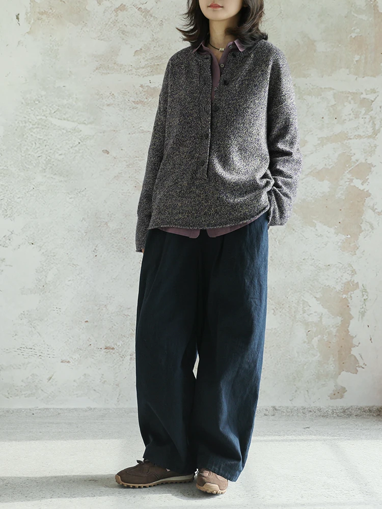 

Мягкий комфортный шерстяной вязаный свитер женский повседневный свободного кроя из 100% шерсти, многослойный топ, новый дизайн 2026