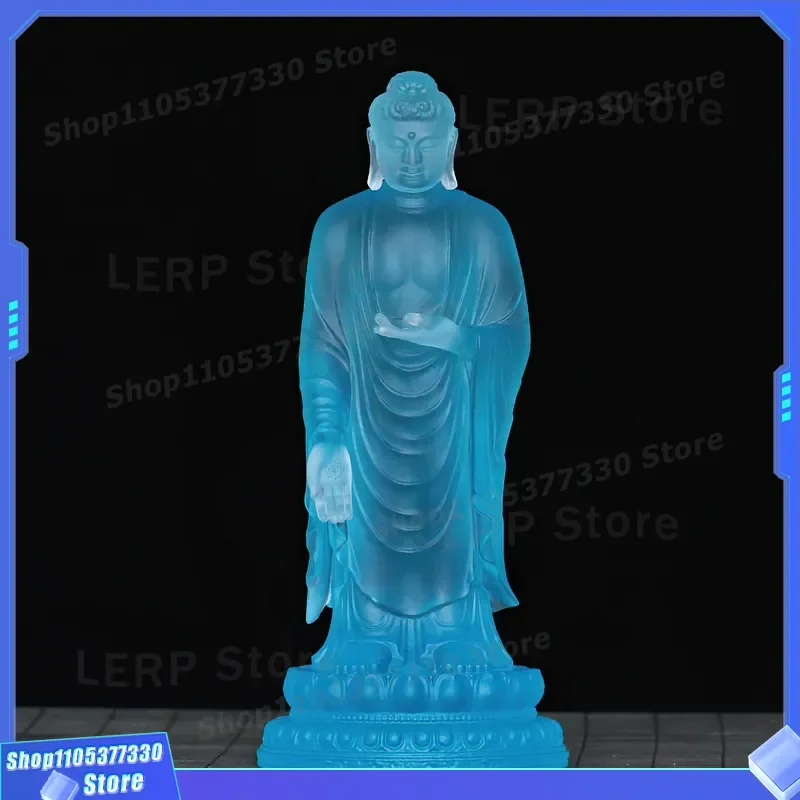 Glazed Amitabha Buddha Statue Standing Bodhisattva Figure for Buddhist Temple Hall Dedication Donglin Set Home Decor Ornament