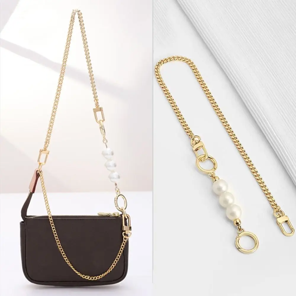 Bag Chain Strap Extender Pearls Patchwork Bag Chain Pearl Handbag Extension Chain Women Bags Belt