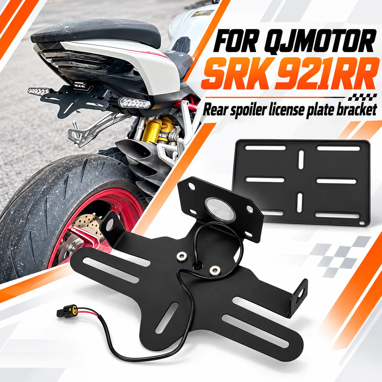 Motorcycle Short Tail Tail Tidy Number Plate Holder Fit QJMOTOR SRK921RR Rear License Bracket Mod