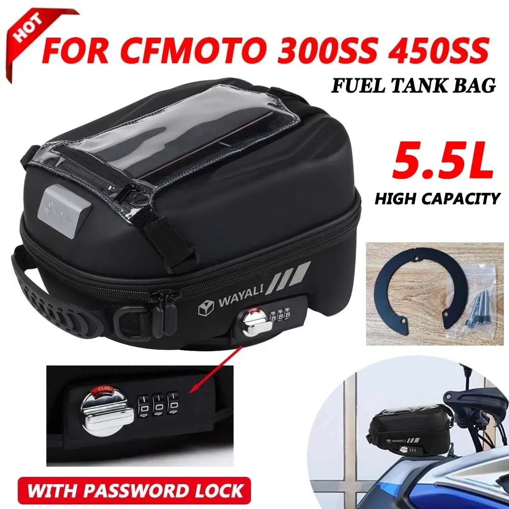 

For CFMOTO CF MOTO 300SS 450SS SS 300 450 SS SS300 SS450 2024 Motorcycle Fuel Tank Bag 5.5L Backpack Tanklock Storage Bag