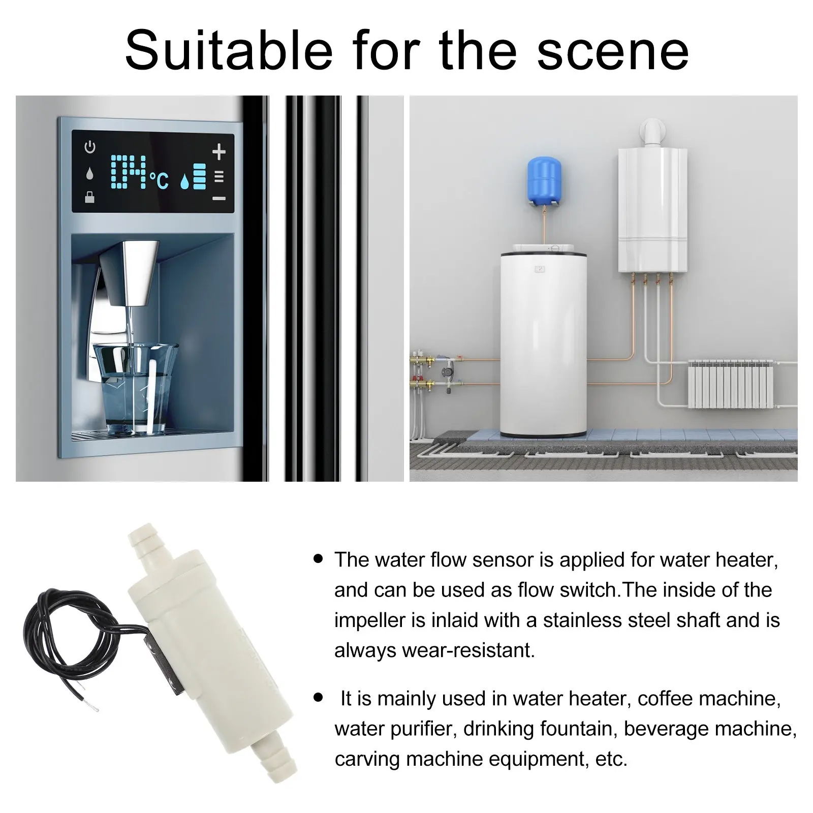 1 Piece Flow Sensor Water Flow Counter with Sealing Ring Leak Proof Design for Purifier Drinking Fountain Equipment