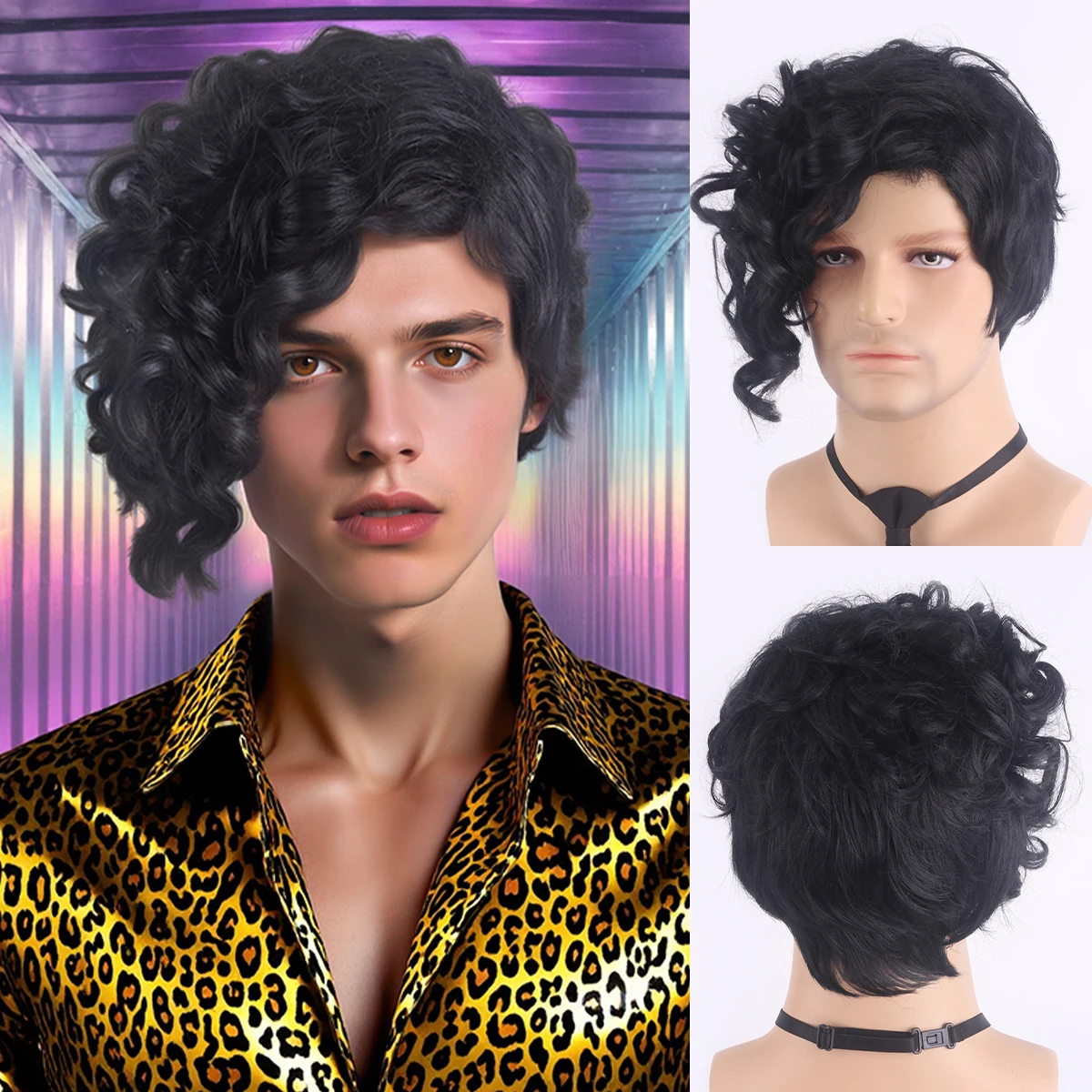 

Европейский и американский парик, короткие вьющиеся волосы, стиль панк, коричневый матовый высокотемпературный шелковый парик Парик из синтетического волокна