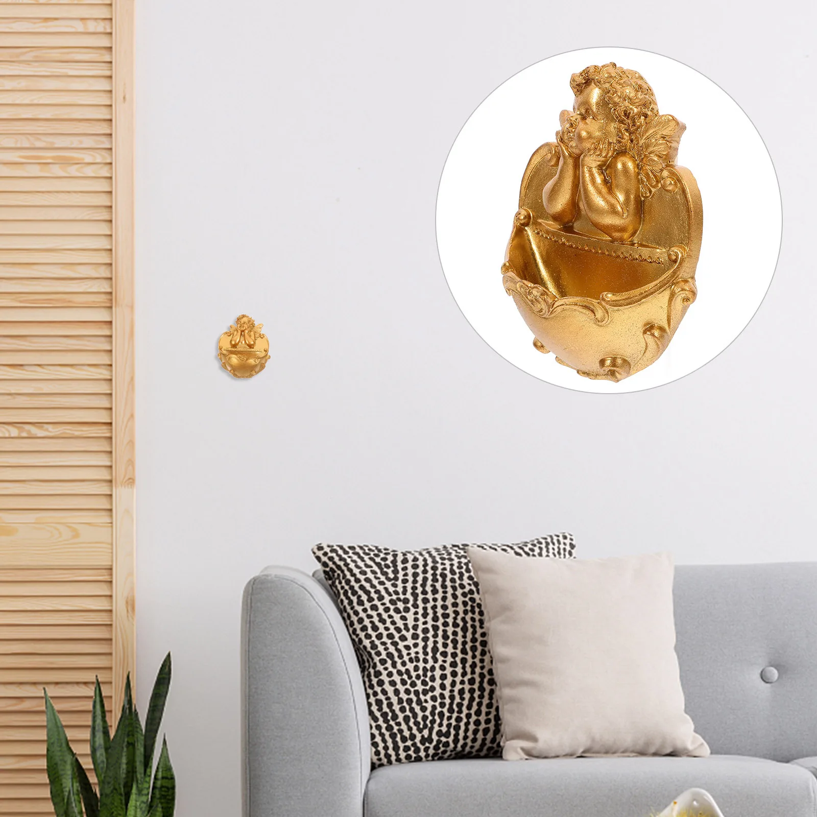 

Retro Resin Handcrafted Angel Wall Decor Lightweight for Bedroom Living Room Dining Room Angel Figurine Wall Decor