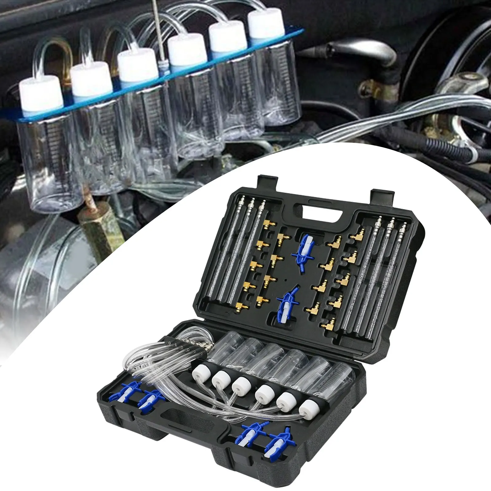 Diesel Injector Flow Meter Test Set Auto Repair Tools for Vehicle Truck Fuel Injector Oil Injectors Easy to Install Auto