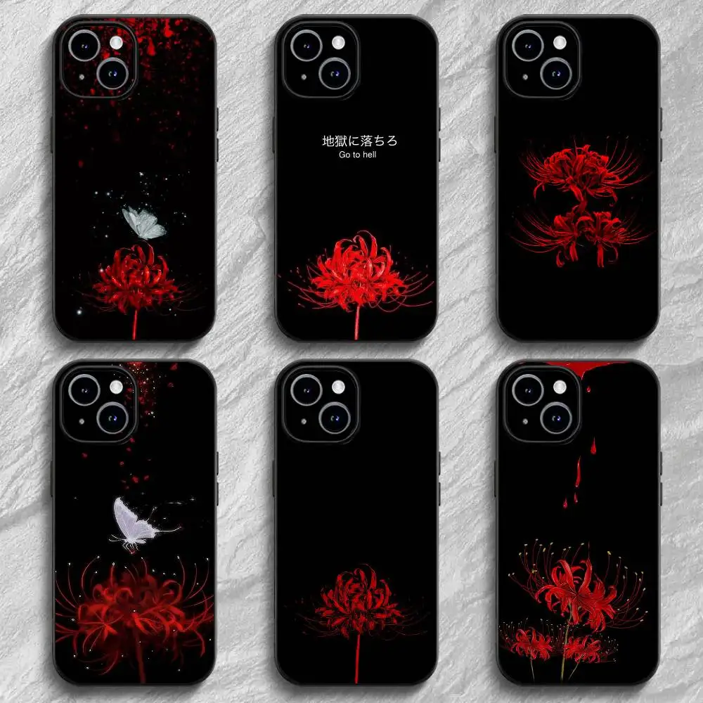 Coque de téléphone For Soul Red Spider Lily Flower of Hell pour iPhone 11 12 13 14 15 16 Pro Max mini classic Plus avec attraction magnétique puissante