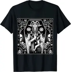 Satanic Dark Art Evil Pagan Goat 666 Pentagram Baphomet T-Shirt