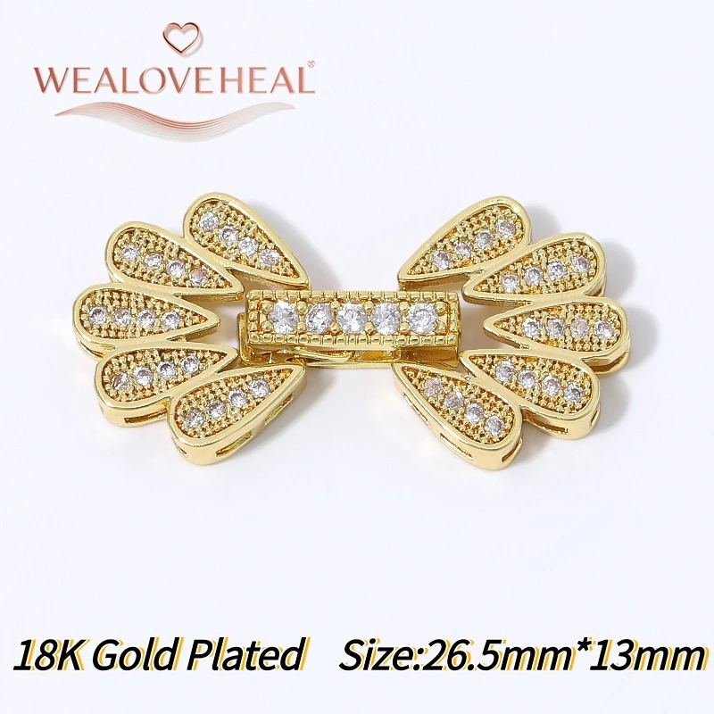 18K vergoldeter Messing-Blumenperlen-Verbinder, Mikro-Pavé-Zirkonia für DIY-Armband- und Halsketten-Schmuckherstellung. – Detail 31