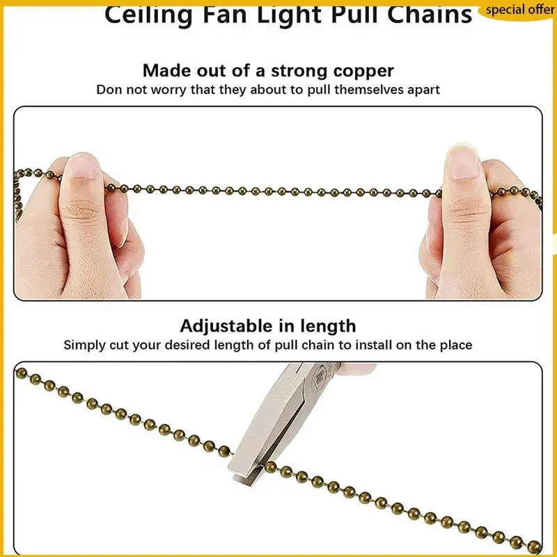 

A50I 16Pcs Ceiling Fan Pull Chain Set,Bulb And Fan Pattern Pull Chain Extension Fan Pull Chain Pendant 12 Inch Antique Bronze