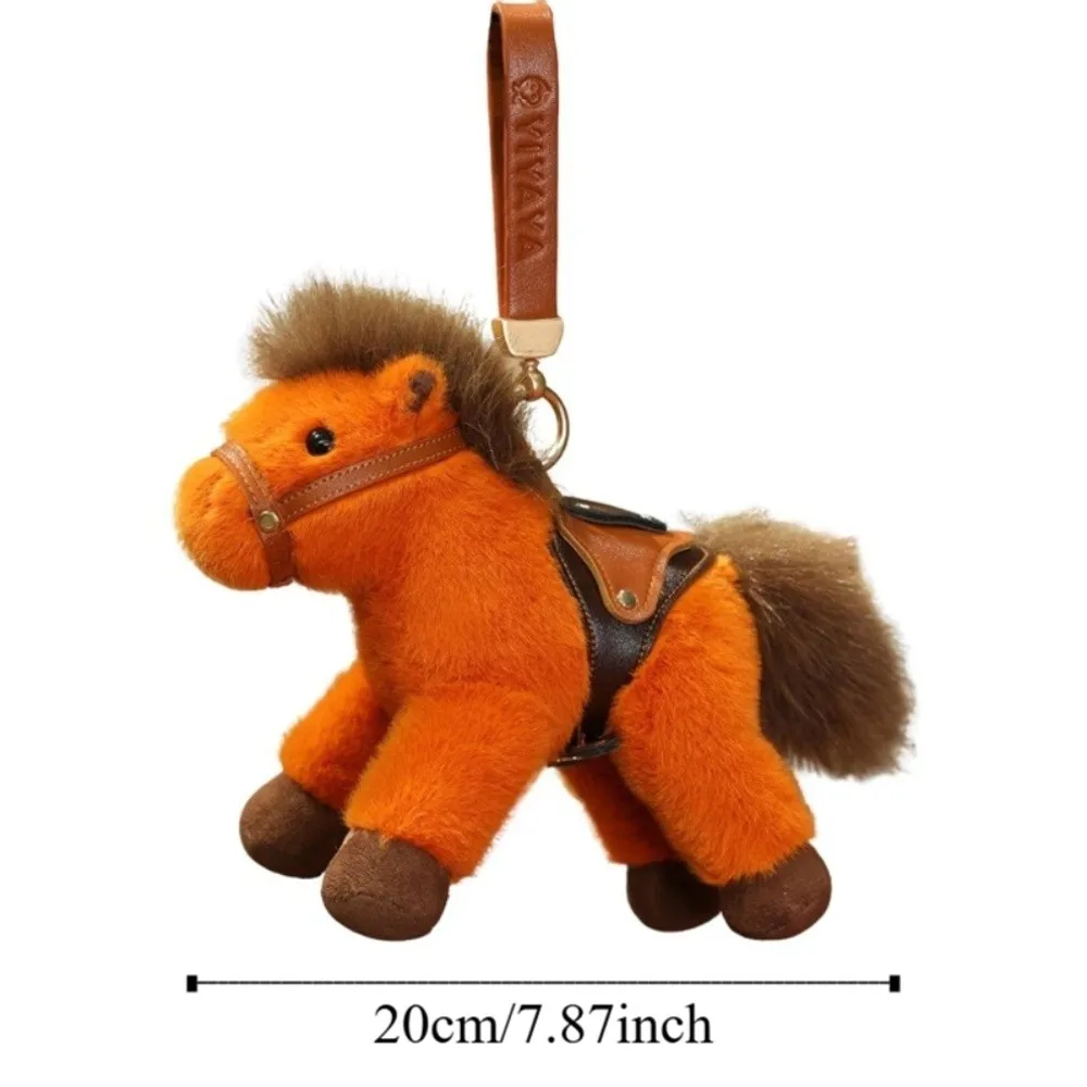 Breloczek z pluszowym koniem z kreskówki, uroczy breloczek z pluszowym ponim, miękka zawieszka z koniem, pluszowa zabawka symulująca konia.