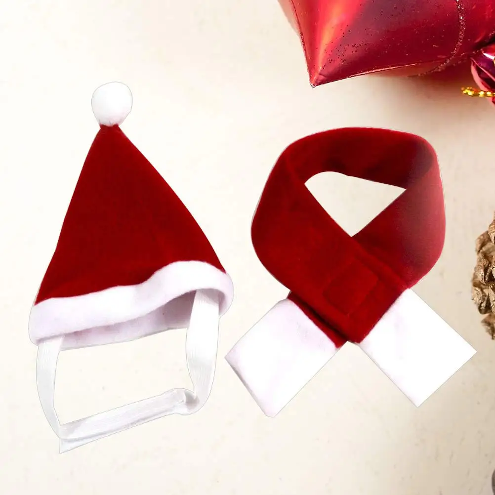 

Pet Clothing Set Christmas Dog Cat Hat Scarf Winter Warm Outfit Holiday Costume For Small Dogs Cats Photography Accessory