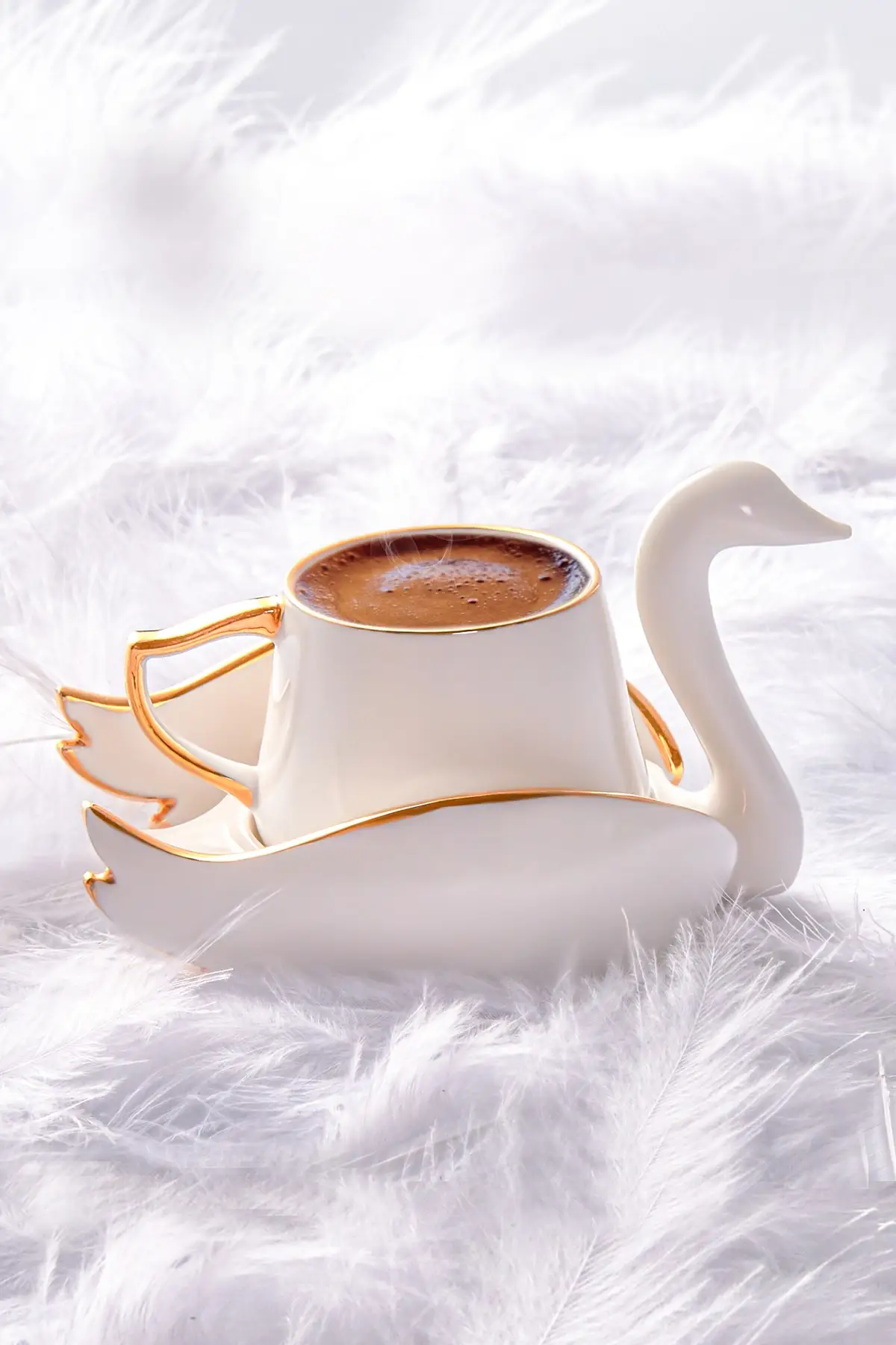 Turkish Coffee Cup Set 4Pcs For Two People Porcelain Ceramic Swan Plate Saucer Mug Best Home Kitchen Decor Demitasse TURKEY