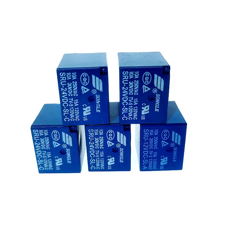 5 sztuk przekaźnik 4-pin 5-pin DC 5V 12V 24V SRU-05VDC-SL-C SRU-12VDC-SL-C SRU-24VDC-SL-C 10A 250VAC 5pin przekaźnik mocy