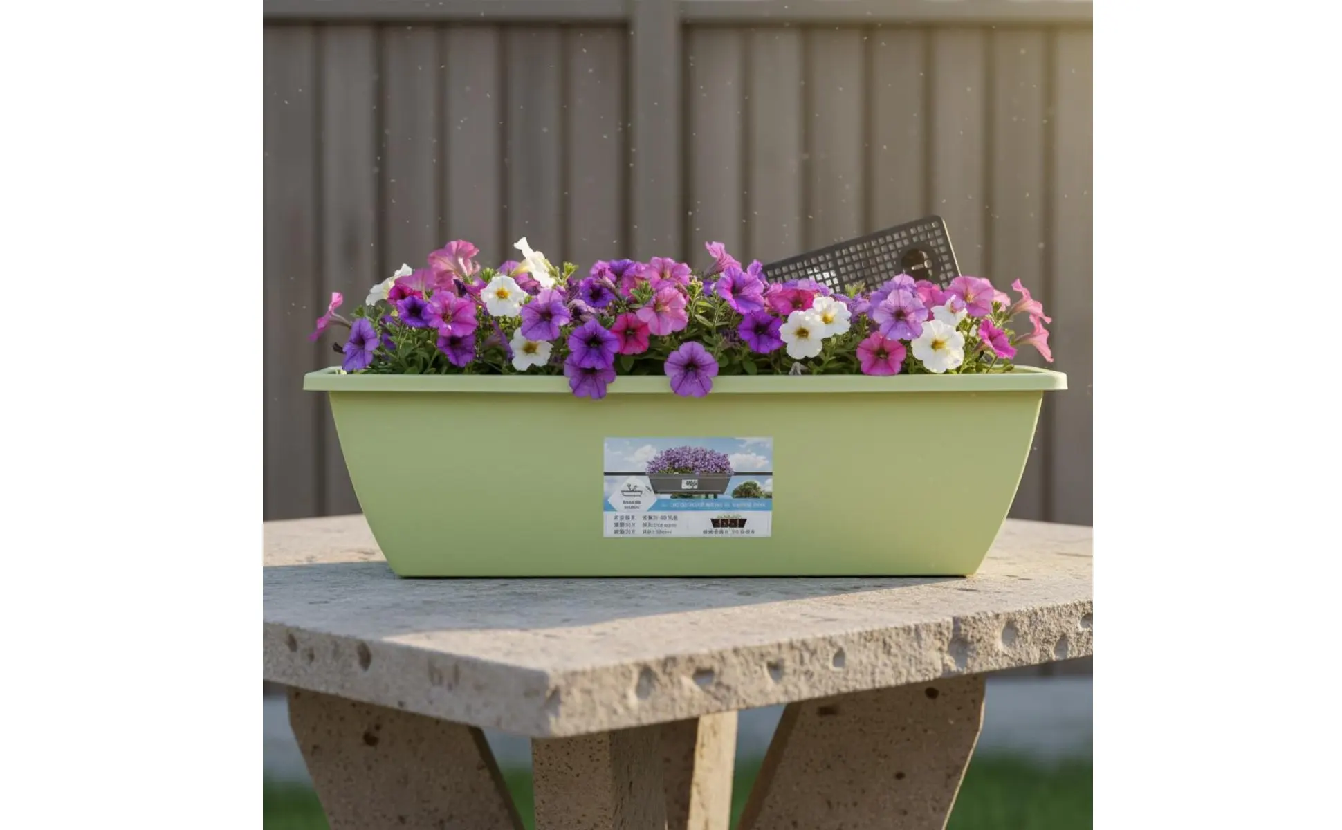 Long Plastic Vegetable Planter Weather Resistant Automatic-Watering Flower Pot Rectangular Planter Integrated Drainage Tray