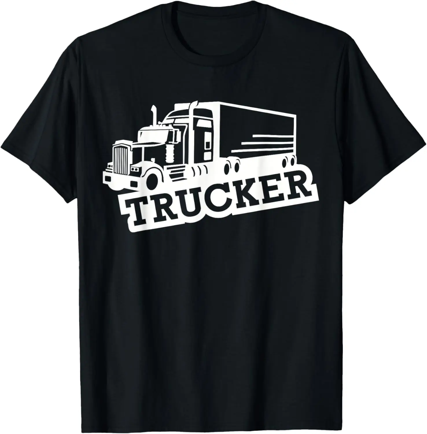Trucker With Truck T-Shirt 100% Cotton Trendy Y2K Short-Sleeve Tee-Soft, Quick-Drying, Moisture-Wicking; Ideal Sports Casual
