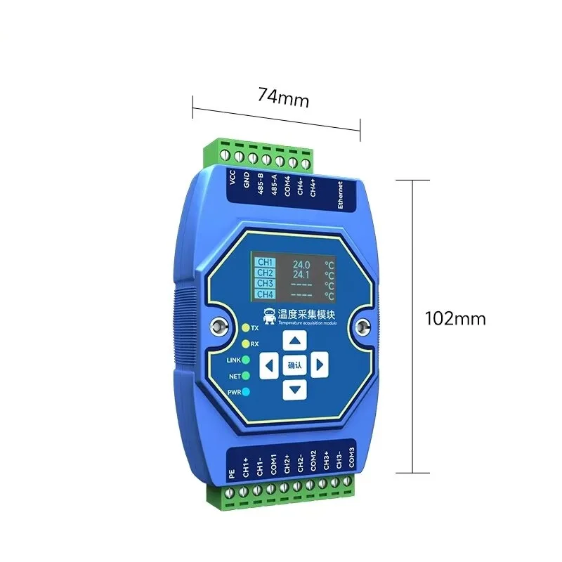 4‑Channel Temperature Acquisition RS485 Ethernet CDSENT ME31‑XDXX0400 PT100 RTD Modbus Gateway, Watchdog, DNS, Industrial‑Grade