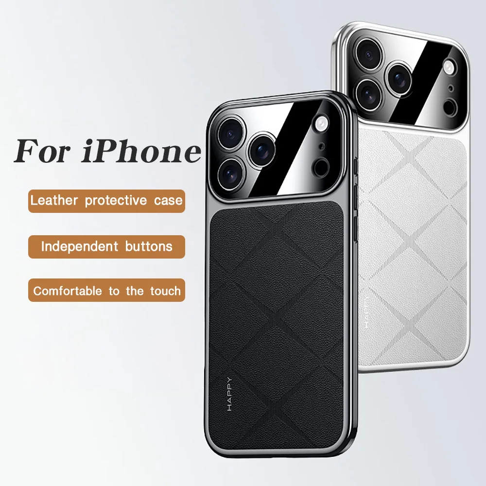 

Кожаный чехол-сетка для iPhone 17 Pro Max, также подходит для iPhone 16, 15, 13, 14 Pro Max, 17 Air, с защитой от отпечатков пальцев и защитой объектива