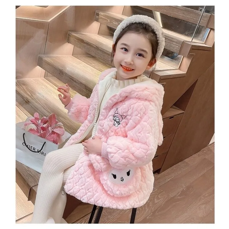 

Kawaii Kulomi Sanrio Children Cute Cartoon Plush Warm Coat Student Comfort Plus Cotton Hoodie Jacket Christmas Gifts for Kids