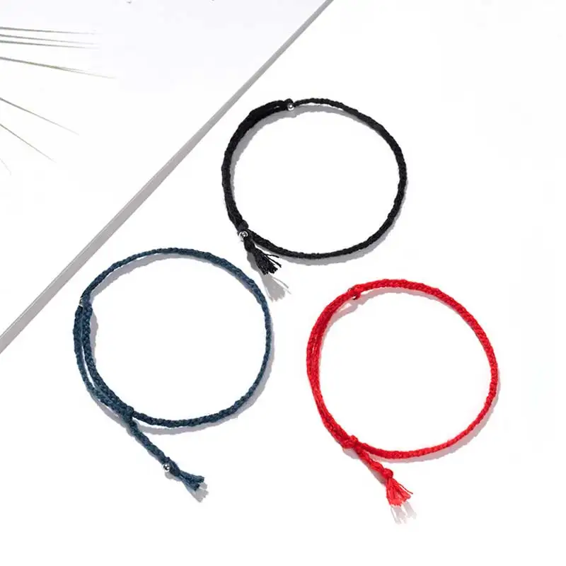 Braided Hand Rope Chain Bracelet Pick Item Couple Gifts Cozy Adjustable Red Blue Purple Black Pink Green Beige Kpop Fans Goods