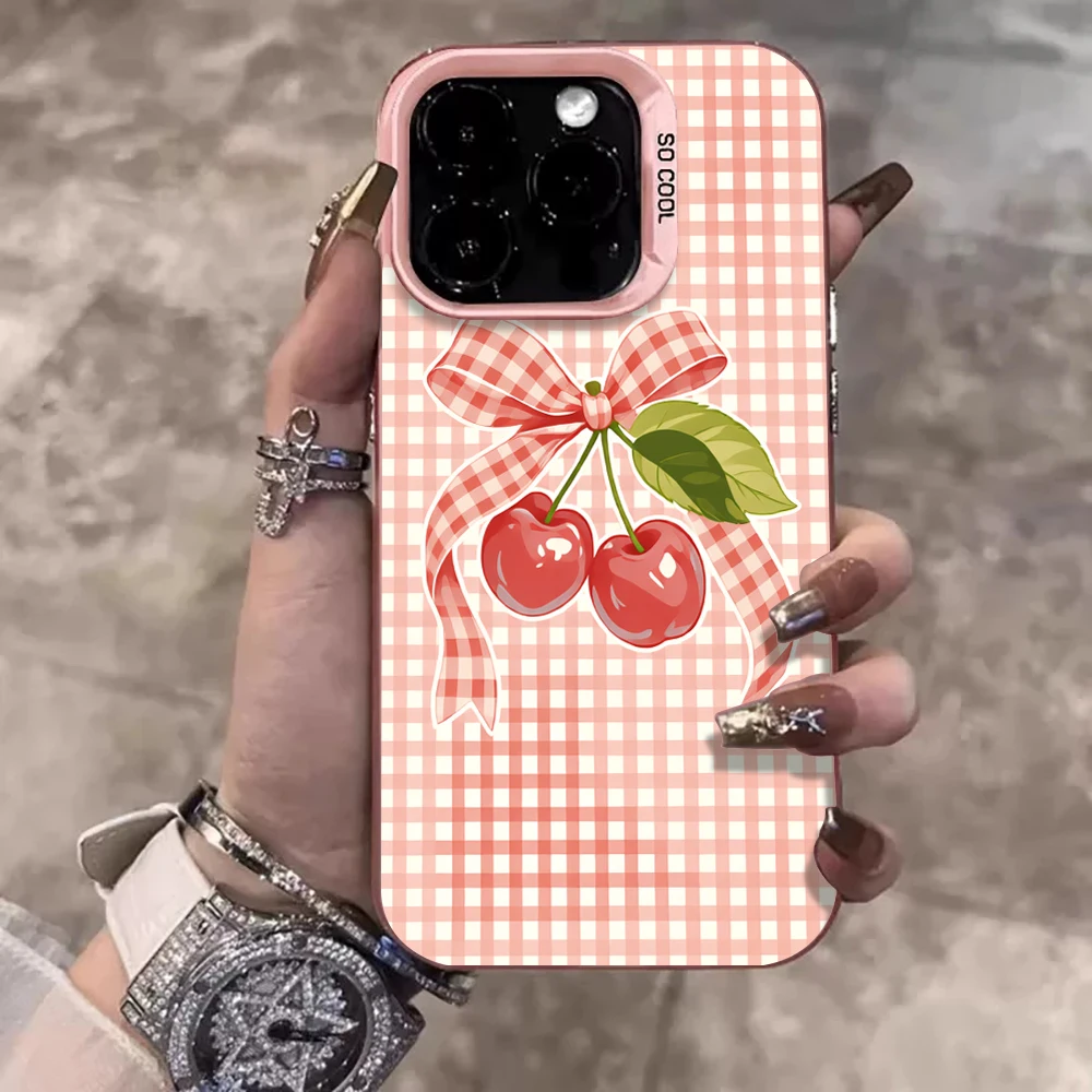 Niedliche Erdbeer-Karo-Hülle für iPhone 16 17 15 Pro Max Hüllen iPhone 17 11 12 13 ProMax 14 15 16 Plus 8 XS XR Stoßfeste Schutzhüllen – Detail 14