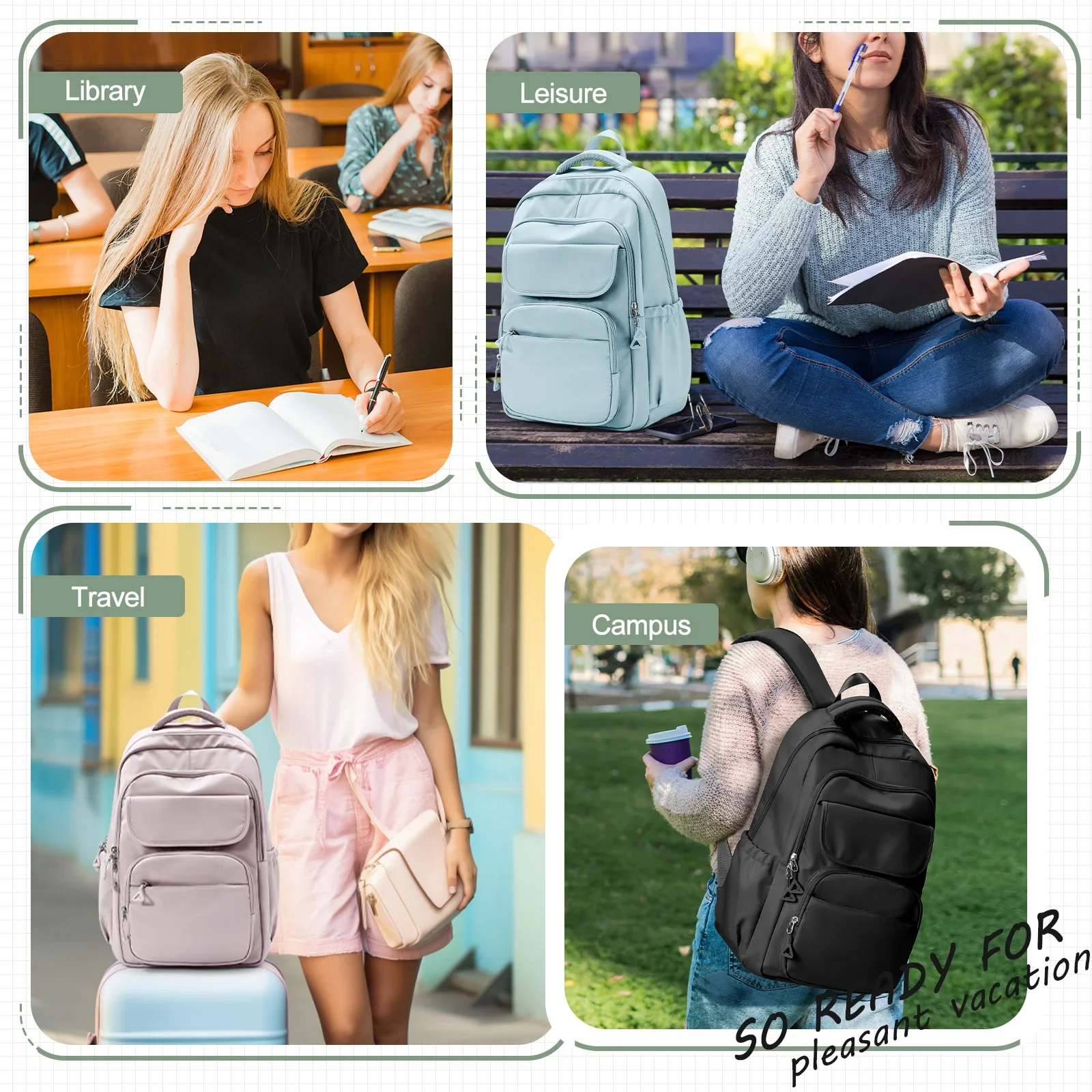 Mochilas escolares para meninos e meninas, Mochila de viagem para laptop, Sacos de nylon para adolescentes, Mochila feminina, 2024