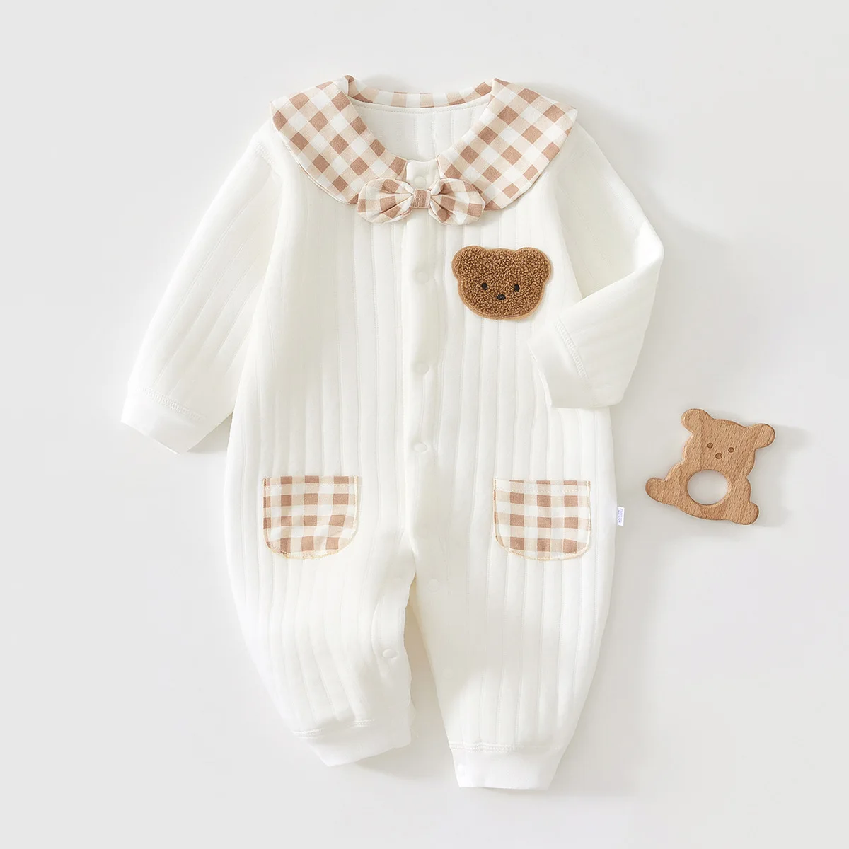 

0 To 18 Month Infant Cartoon Style Jumpsuit Baby Girl Spring Autumn Pure Cotton Clothing Newborn Boy Soft Warm Bodysuit Outwear