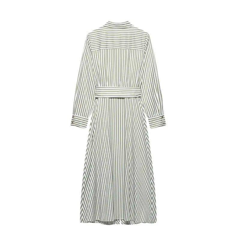 Spring Summer New Women's Midi Dress 2025 Spring Summer Commute Style Long Sleeve Other Material 100% Belt Included