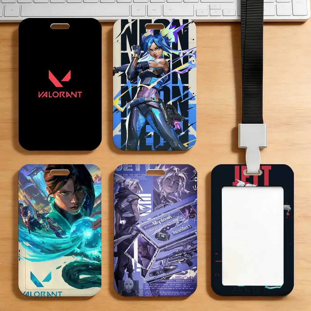 Game V-VALORANT Card Holder Corporate Business Work Badge Holders Uisex Credit Bus Daily Commute ID Case