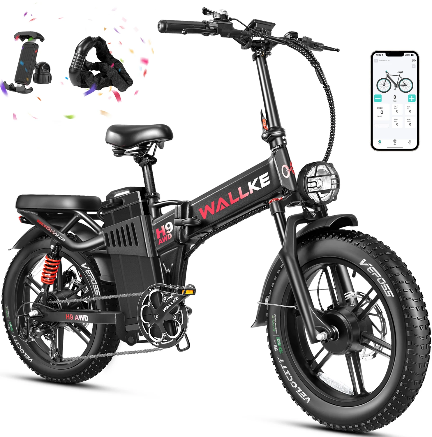 W Wallke H9 AWD Electric Bike 2000W Electric Bicycle 40AH/60AH Ebike 20