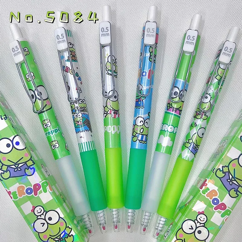 Imagem -02 - Sanrio Kawaii Keroppi Sapo Imprensa Caneta Gel Canetas Assinatura Tinta Preta Escritório e Material Escolar Bonito 0.5 mm 24 Pcs por Lote