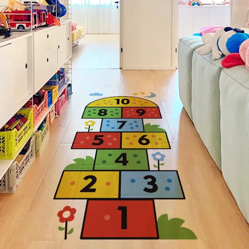 Kids Room Number Jump Game Floor Sticker Self Adhesive Baby Nursery Bedroom Decor Cartoon Wall Decal