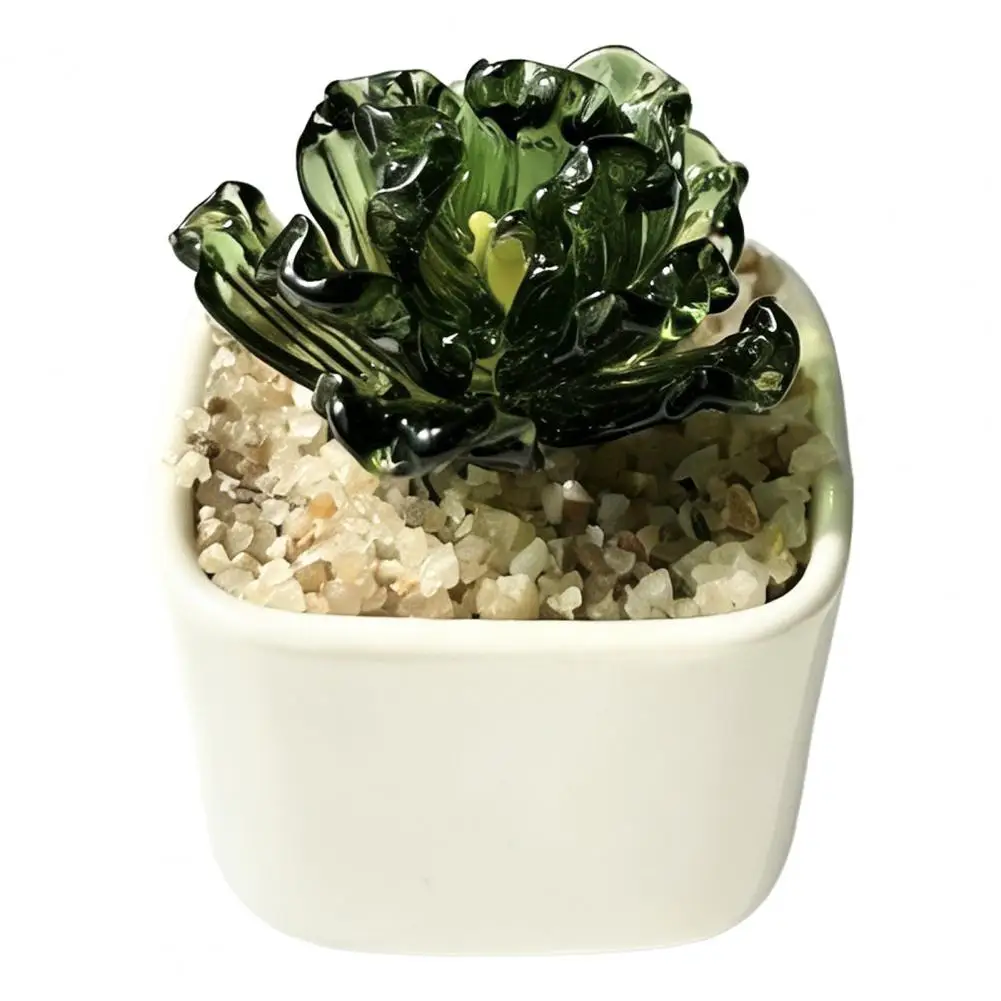 

Handmade Glass Flower Handmade Mini Glass Flower Figurine Cute Small Flower Bouquet Pot Decorative Faux Blossom for Mother's