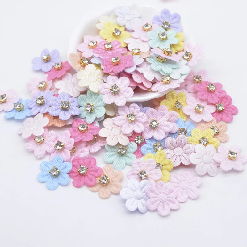 50Pcs 20mm Bling Rhinestone Flower Applique Patches for Clothes Hat Crafts Sewing Supplies DIY Nakrycia głowy Spinki do włosów Bow Decor