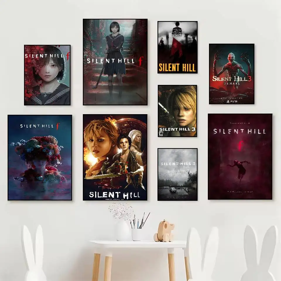 Hot Classic S-Silent H-Hill 3 Game Poster HD Posters Self Adhesive Waterproof Ideal For Living Room Bedroom Bar Decoration