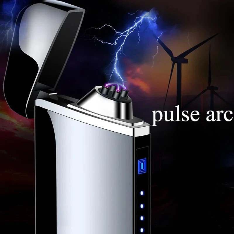 

Multi Color Electronic Induction Charging Lighter Dual Arc Windproof Cigarette Lighter Men's Small Gift