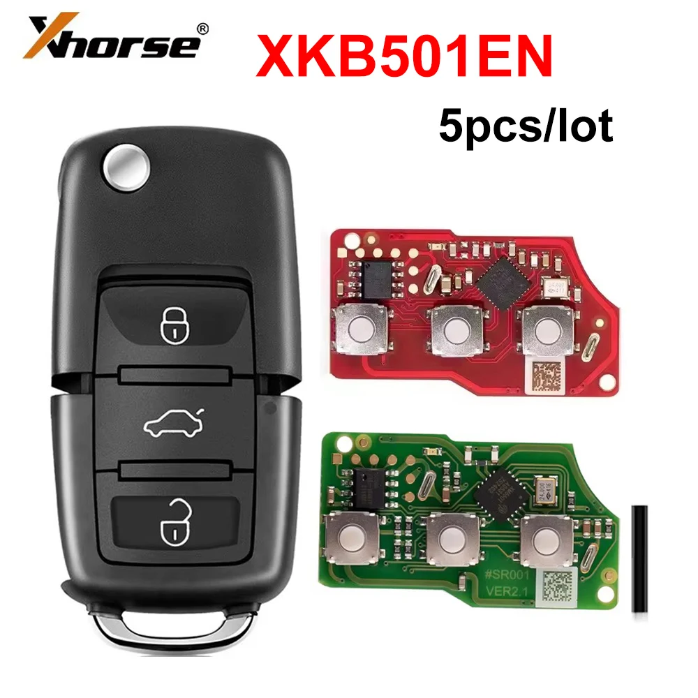 

5 шт./лот XHORSE XKB501EN Проводной универсальный дистанционный ключ для типов B5, 3 кнопки, для VVDI Key Tool, английская версия