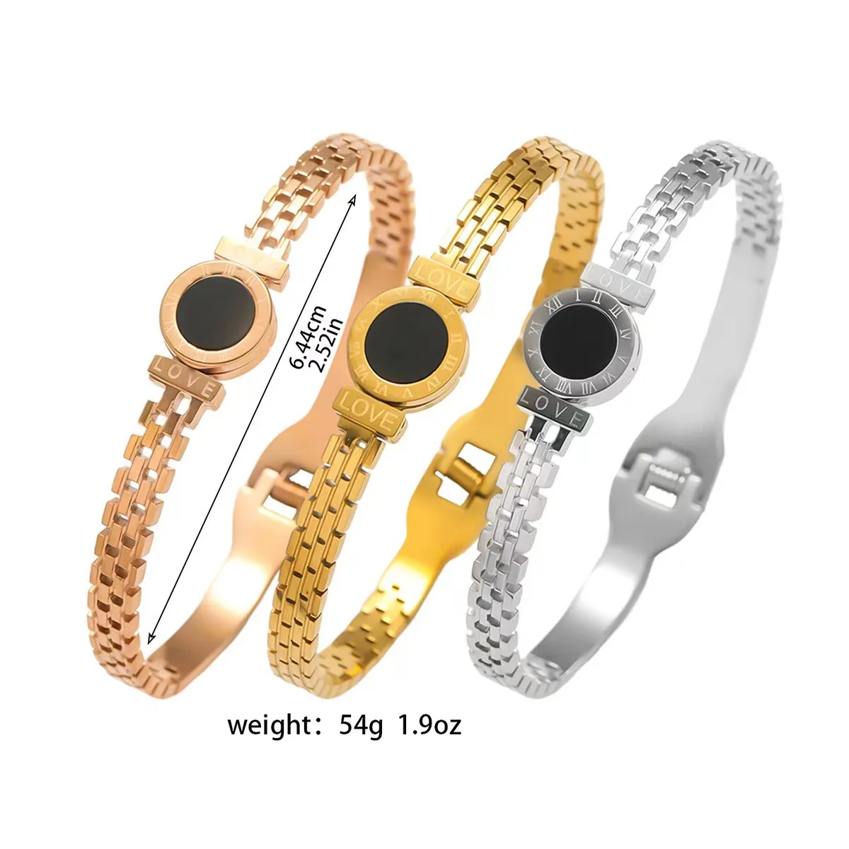 سوار الموضة للنساء الأسود الاكريليك الفولاذ المقاوم للصدأ زوجين سوار منحوتة الأرقام الرومانية فتاة هدية شحن مجاني ساخن