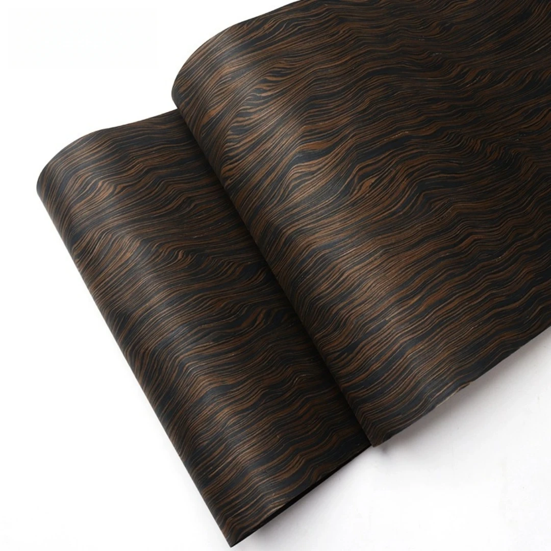 58x250cm Ebony Root Burl Pattern Wood Veneer for Furniture Surface Design Cabinet Decoration Wall Panel Projects