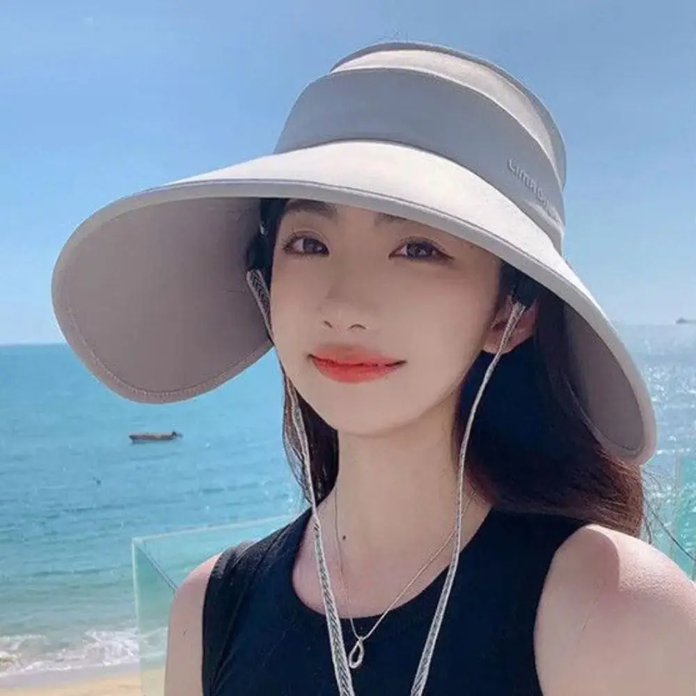

Fashion Korean Style Empty Top Sun Hat Sunshade Anti-UV Women Fishmen Hat Solid Color Visor Hat Wide Brim Sun Hat Unisex