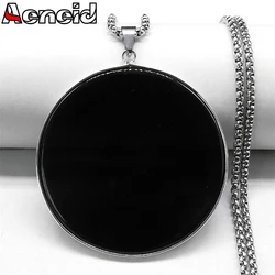 Fashion Big Black Obsidian Necklace Stainless Steel Natural Stone Lucky Pendant Necklaces Chain for Men Jewelry colar feminino