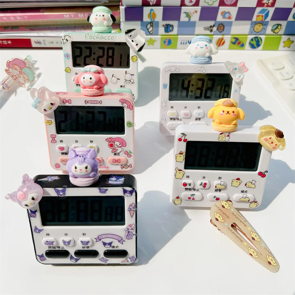 Kawaii Kuromi My Melody Cinnamoroll Timer Time Manager Student Anime Sanrio Cute Kitchen Countdown Electronic Alarm Clock