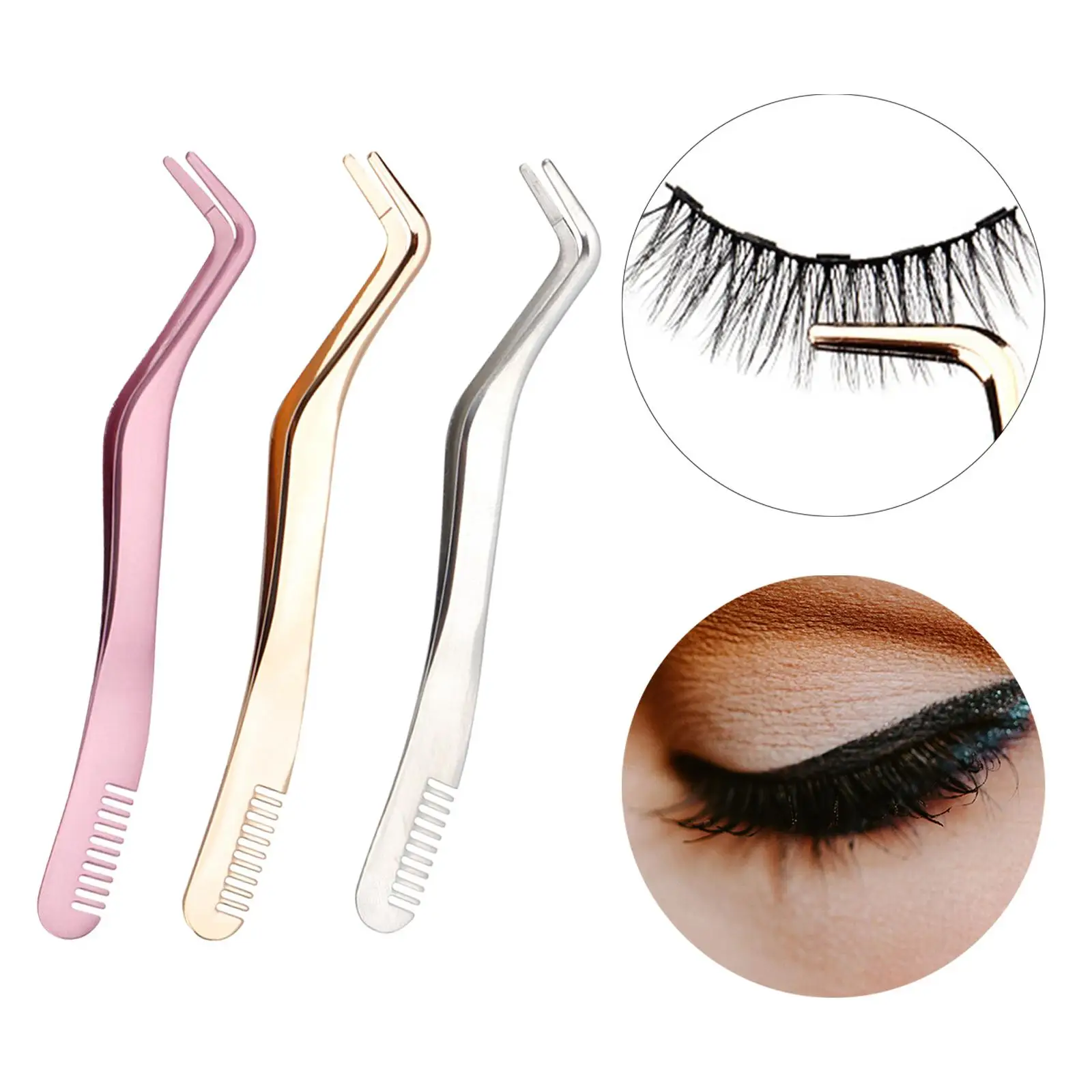 カーブしたまつげ用ピンセット、メイクアップまつげエクステ用品