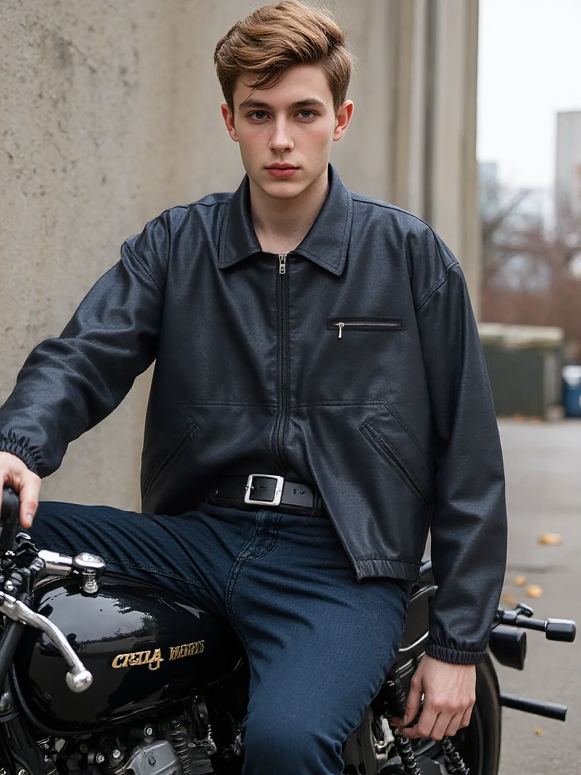 

Premium Leather Motorcycle Men's Jacket , Oversized Men's Jackets,New American Retro Pure Color Windbreaker
