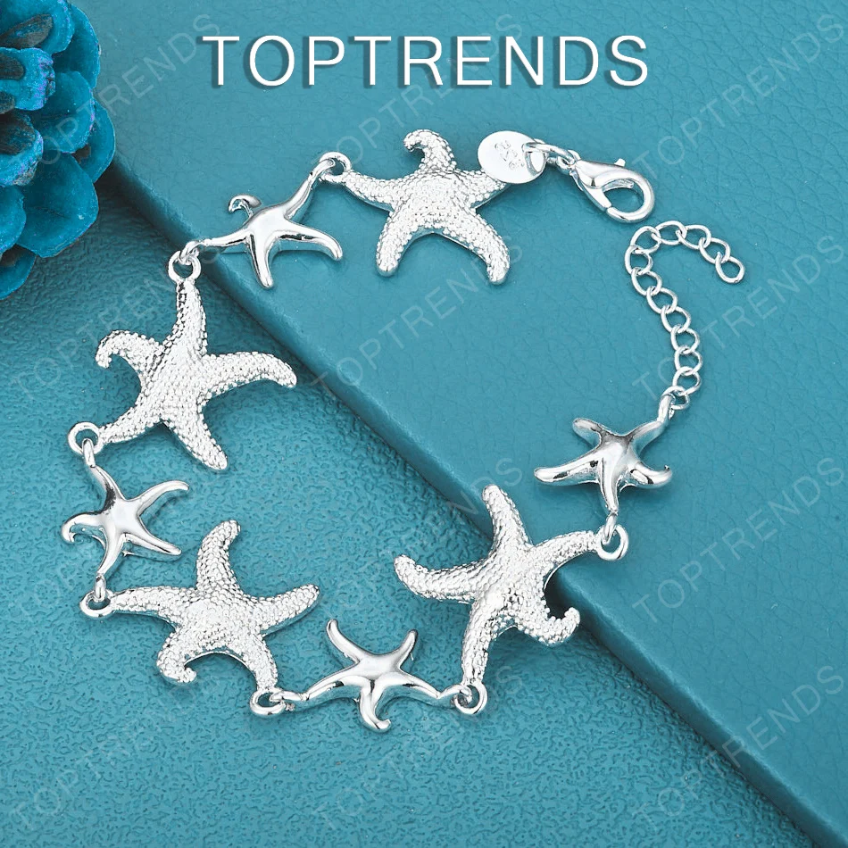 

Fashion 925 Sterling Silver Starfish Bracelet Jewelry For Women Birthday Christmas Anniversary Party Girls Cute Gift Accessories